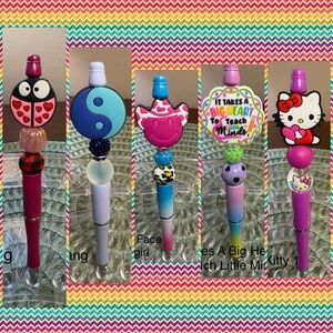 Colorful Character Beaded Pens - Assorted Designs